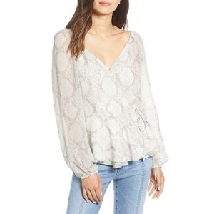 Chelsea28 Grey White Snakeskin Blouse